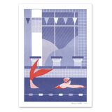 The Swimmer, A4 Risograph, Signed Art Print