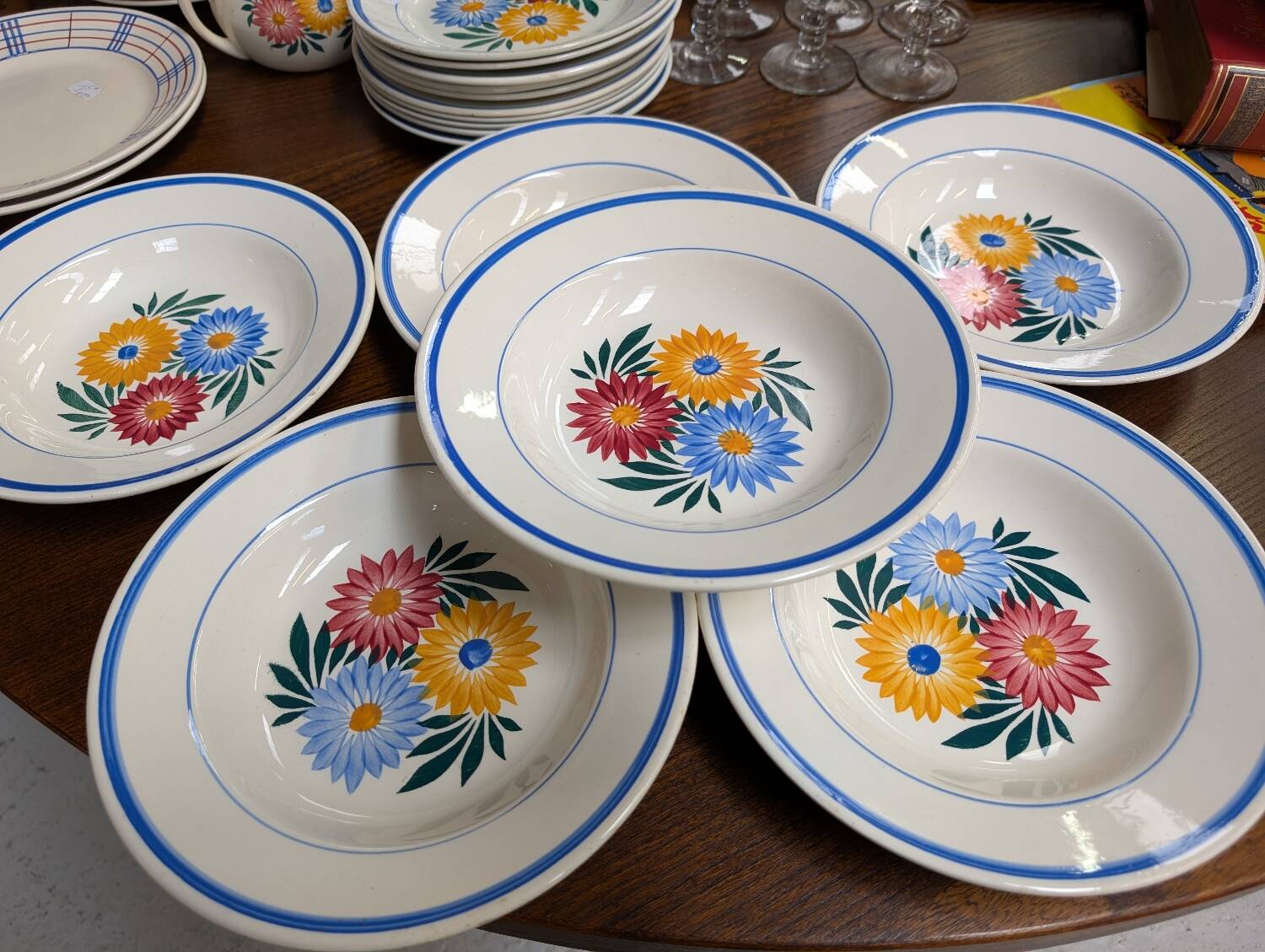 Vintage iron earth soup plates