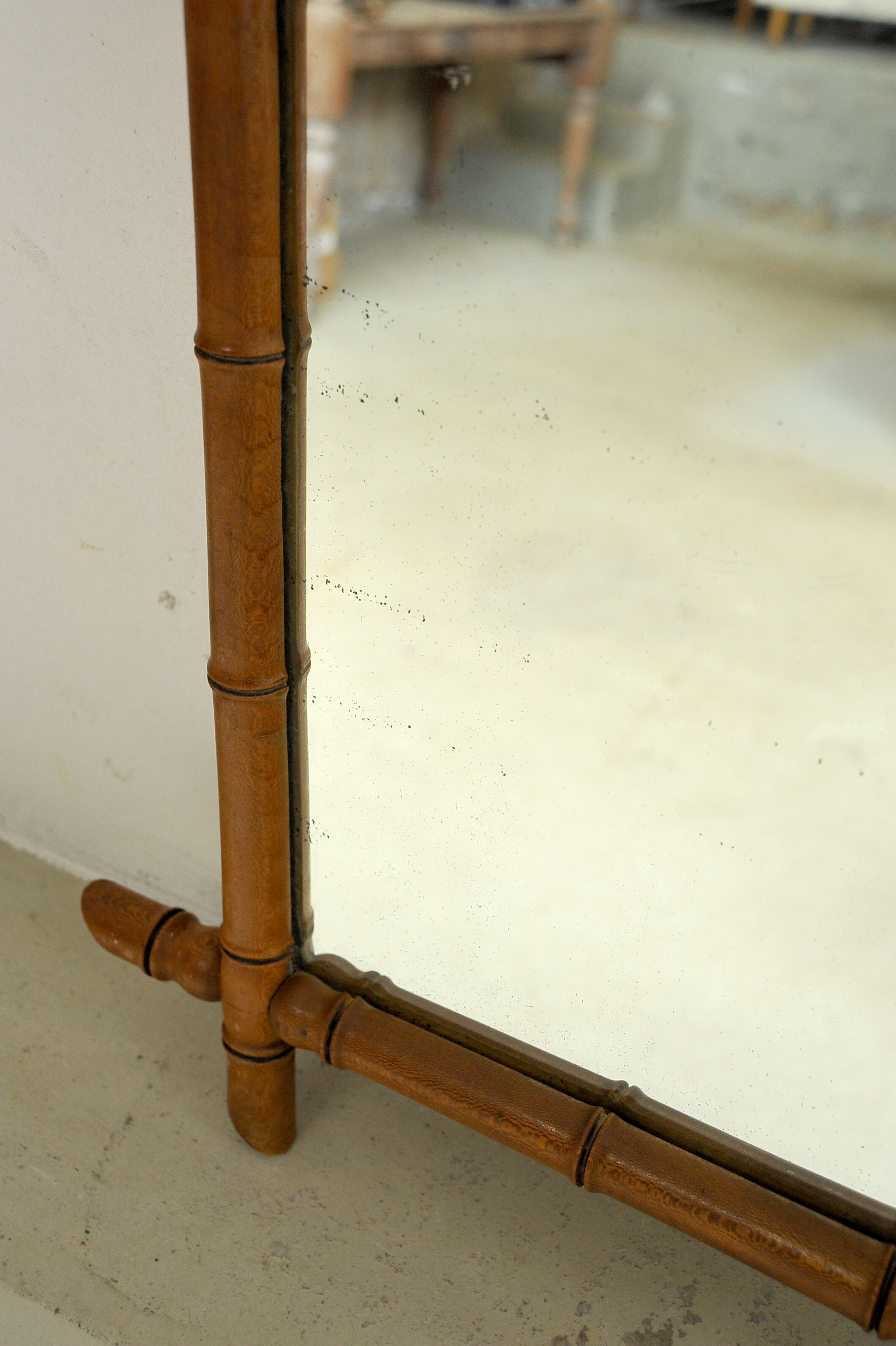 Pair of mirrors called carved wooden bamboo, France, circa 1930