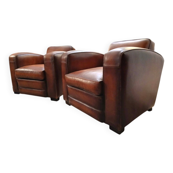 2 fauteuils Club Vintage cuir — Beyit