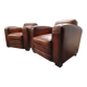 2 fauteuils Club Vintage cuir