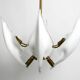 50s brass chandelier with white and transparent Murano glasses Franco Luce