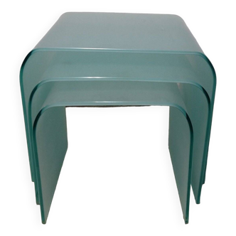 Vintage Nesting Tables made of frosted glass