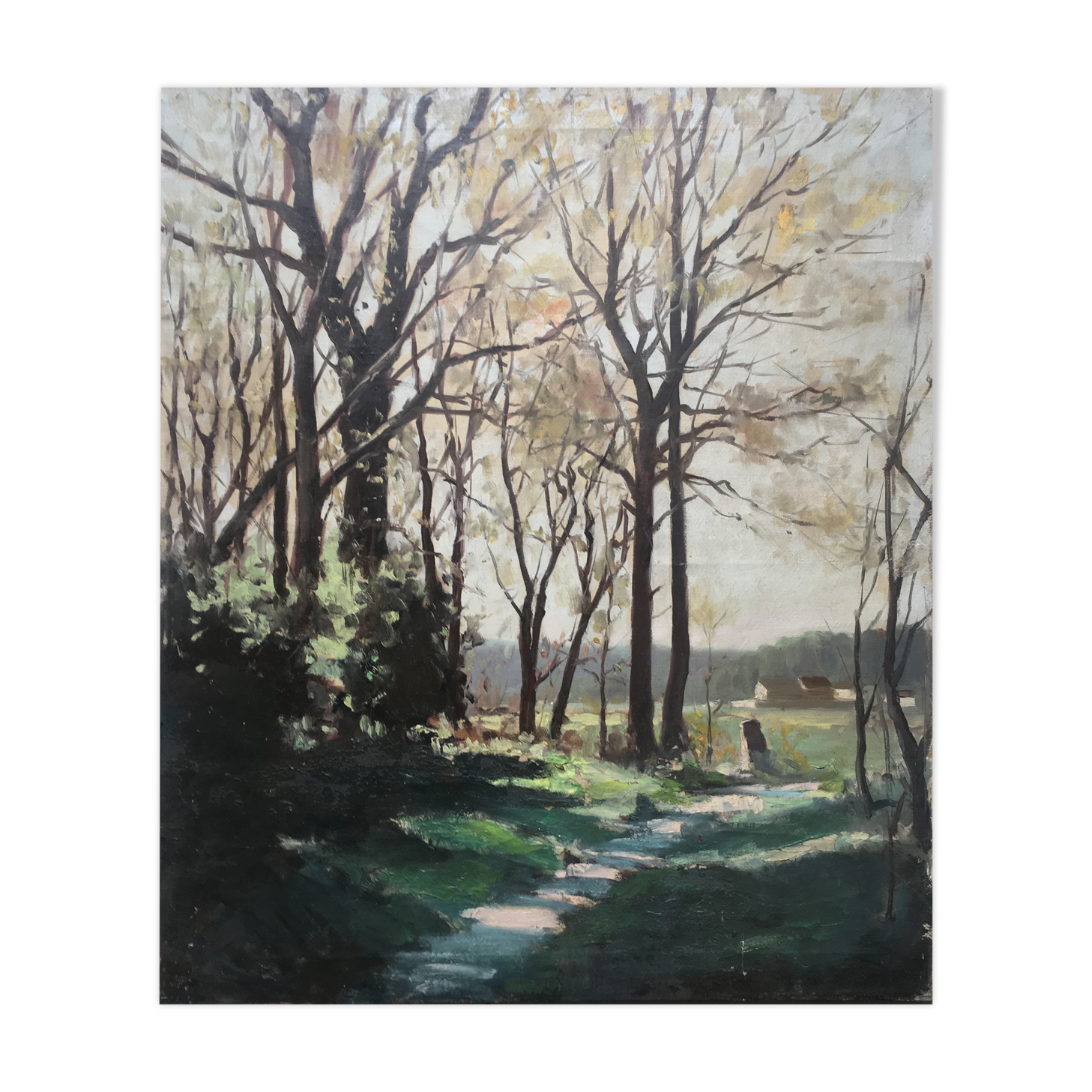 Painting "Landscape of undergrowth", sunny trail in the forest