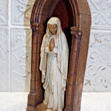 Beautiful Ancient Statue of Our Lady of Lourdes in a Niche