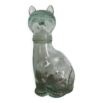Flacon bouteille en forme de chat verre d’empoli, vintage, italie, 1960