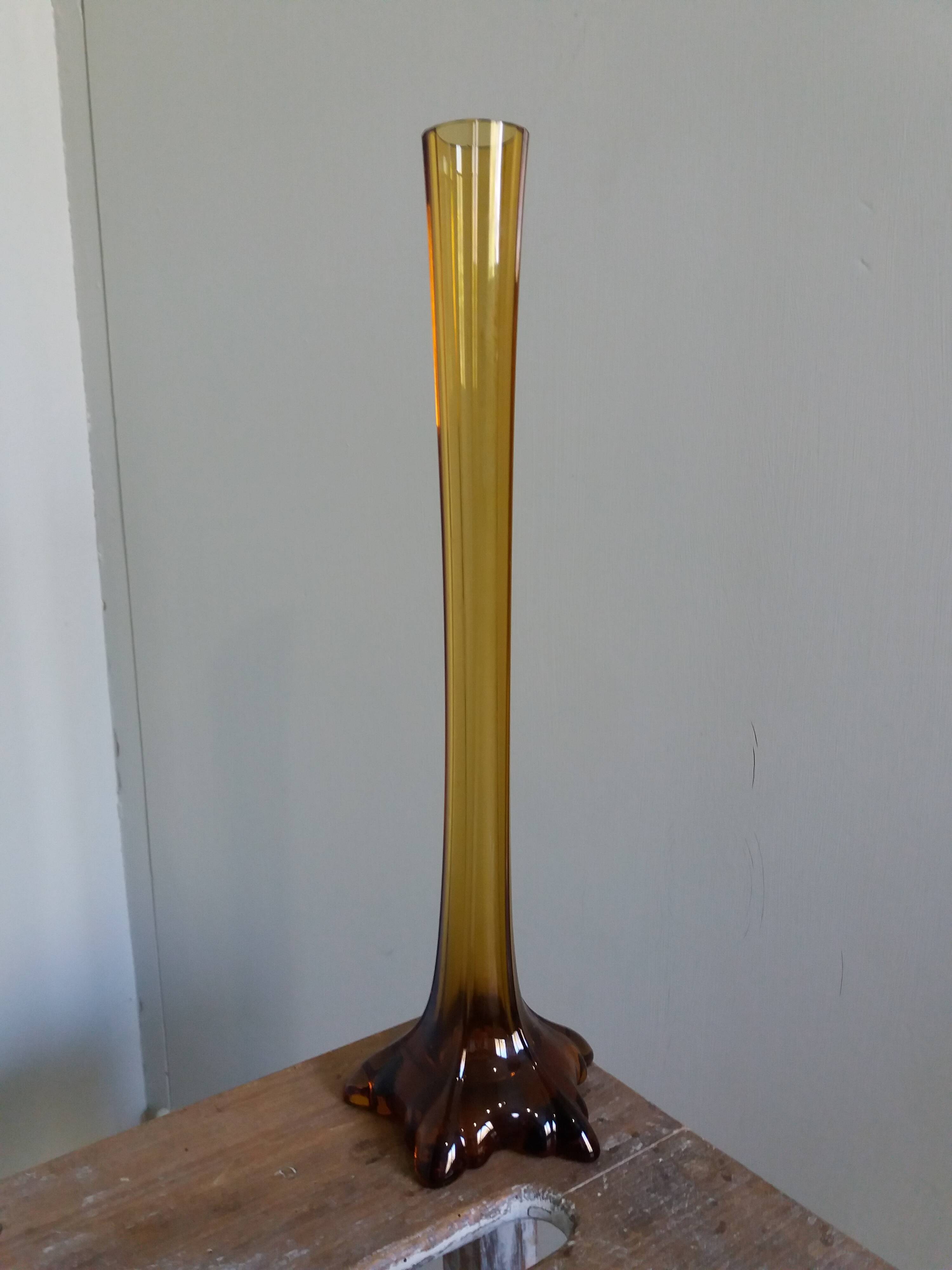 Murano style amber glass soliflore vase