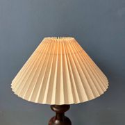 Vintage wooden table lamp with pleated shade