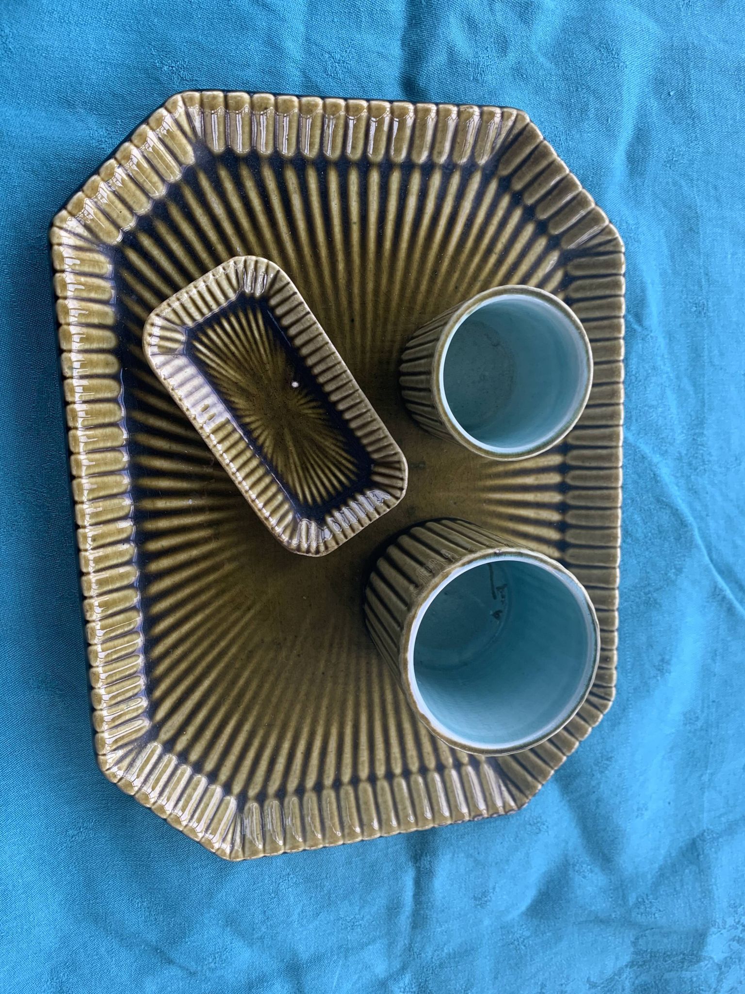 Service slurry art deco composed of a Tray, two pots and a small old and collector's dish