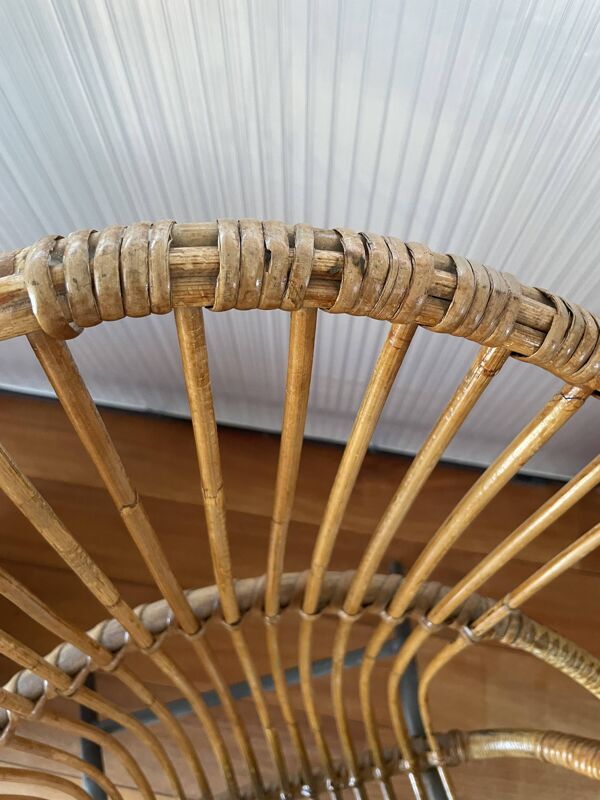Fauteuil rotin midcentury