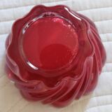 Vintage red blown glass ashtray empty pocket
