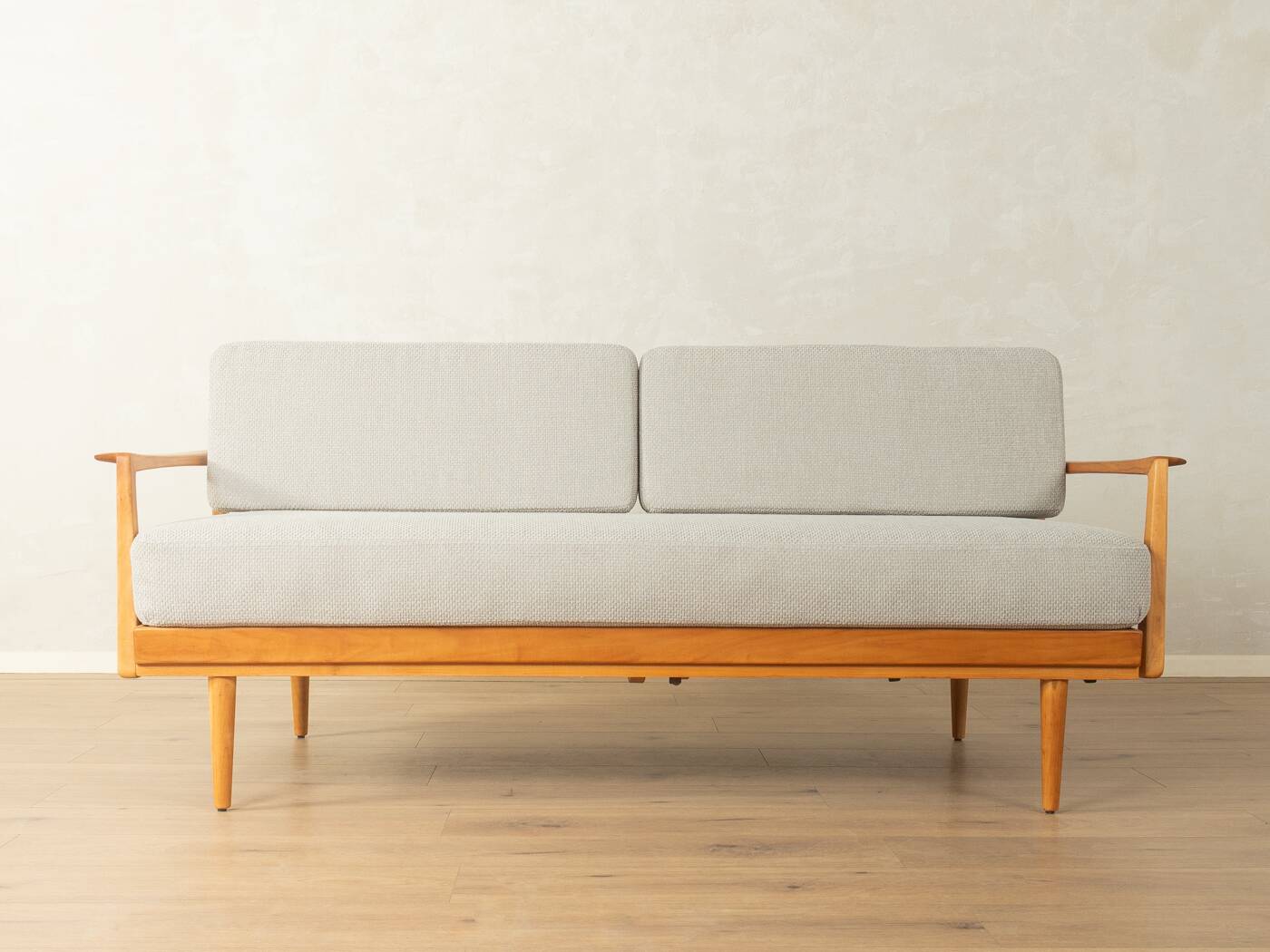 Wilhelm Knoll mid-century sofa, 1950s, cherry wood, reupholstered