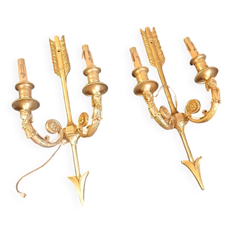 Paire d'appliques en bronze doré style empire.