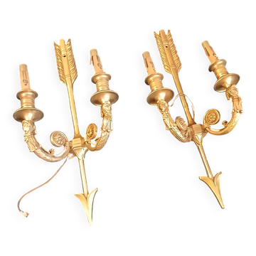 Pair of Empire style gilt bronze wall lights.