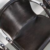 Set of four brown leather dining chairs, Willy Rizzo, 1970