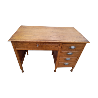 Old 1950 oak desk 5 drawers