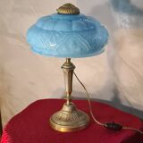 Bronze and blue opaline lamp 42x24