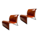 Set of Chromed Metal and Leather Armchairs by Vittorio Introini for Saporiti, 1965