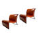 Set of Chromed Metal and Leather Armchairs by Vittorio Introini for Saporiti, 1965