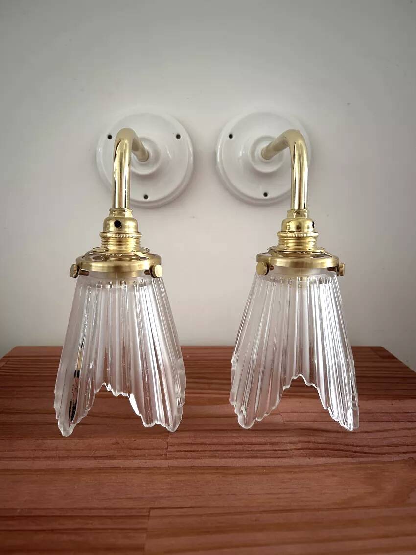 Pair of Art Deco glass wall sconces