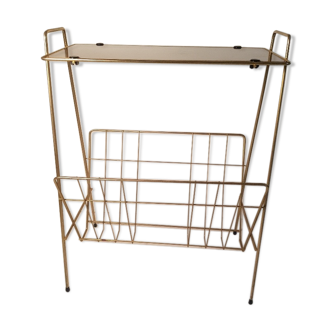 Vintage 50s gold metal magazine holder