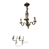 Lot suspension et appliques bronze doré  vintage