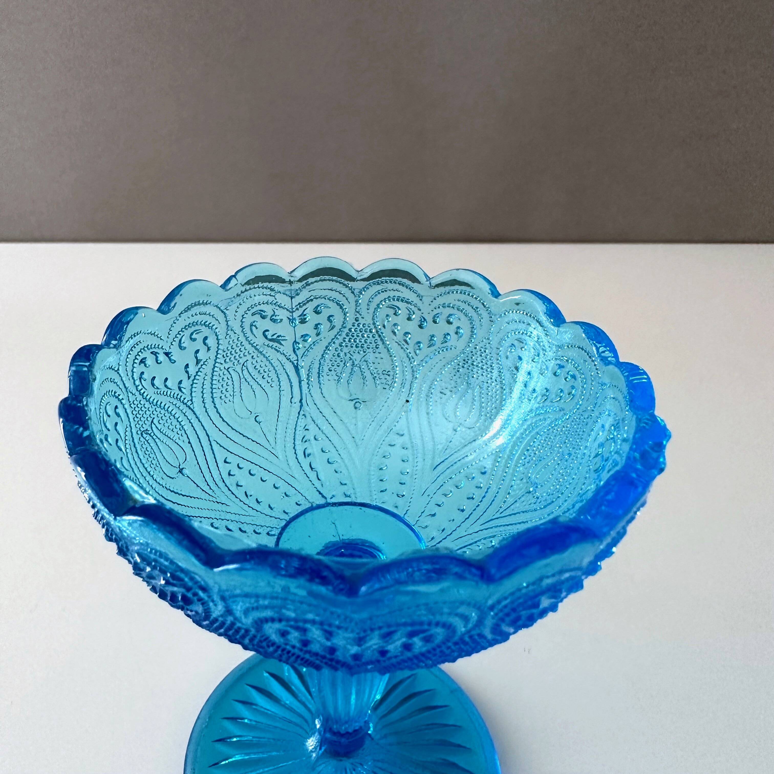 Art Deco pressed glass collection, sugar bowls turquoise