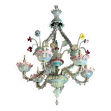 Venetian Rezzonico chandelier in multi-colored Murano glass, circa 1900