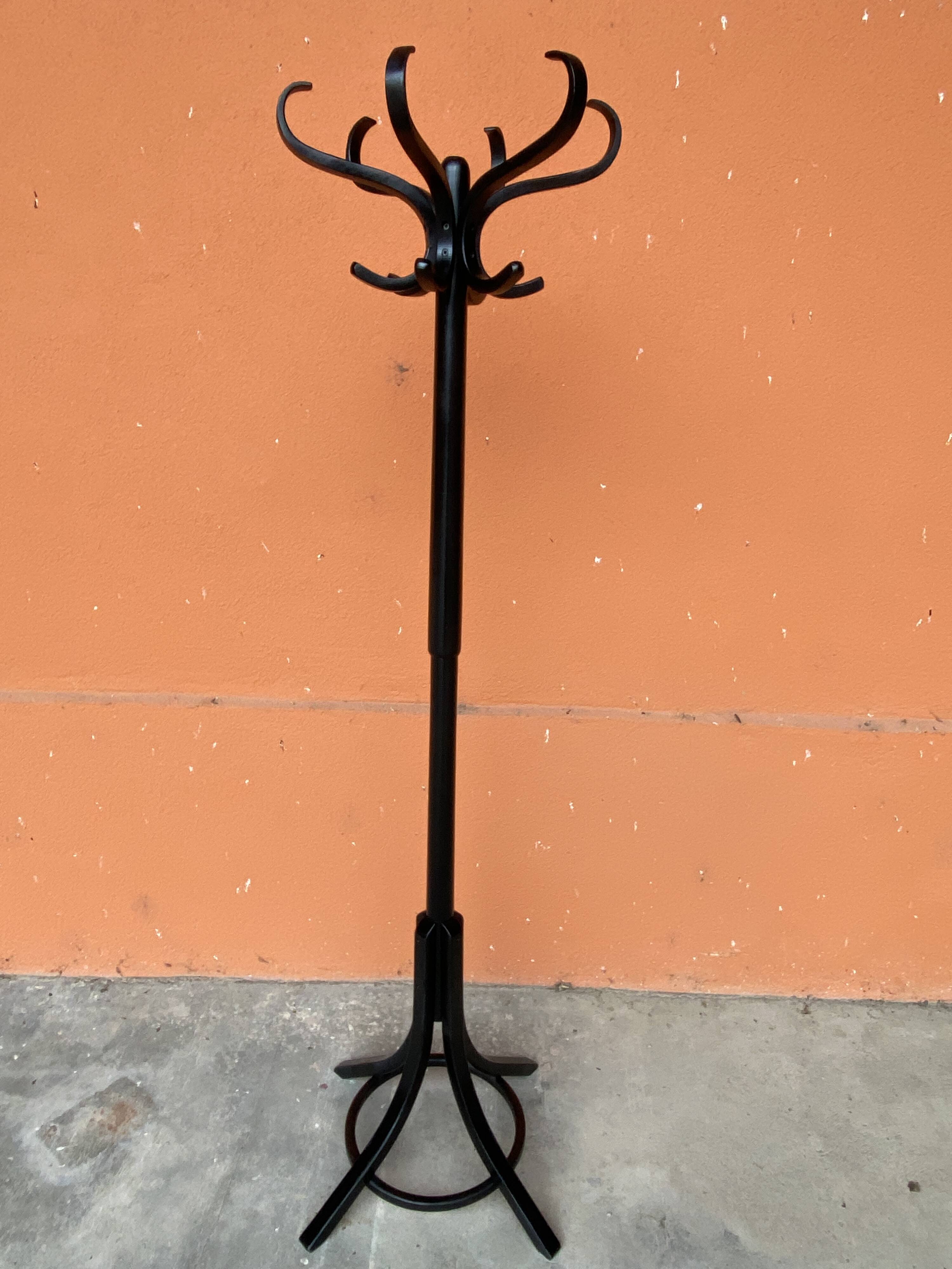 Baumann coat rack on vintage parrot stand 70s curved wood