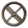 Antique wooden wheel, industrial wooden pulley