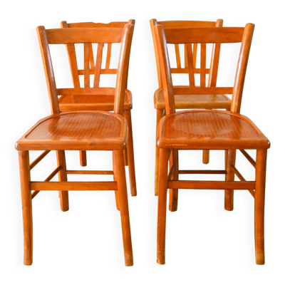 lot de 4 chaises bistrot Luterma, effet cannage, 1950