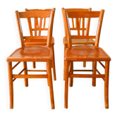 lot de 4 chaises bistrot Luterma, effet cannage, 1950