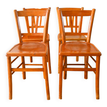 Set of 4 Luterma bistro chairs, cane effect, 1950
