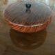 Metal candy box with gold interior wood effect