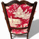 Antique armchair from around 1900, solid wood – red toile de Jouy.