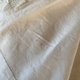 Linen sheet with OB monogram and embroidery