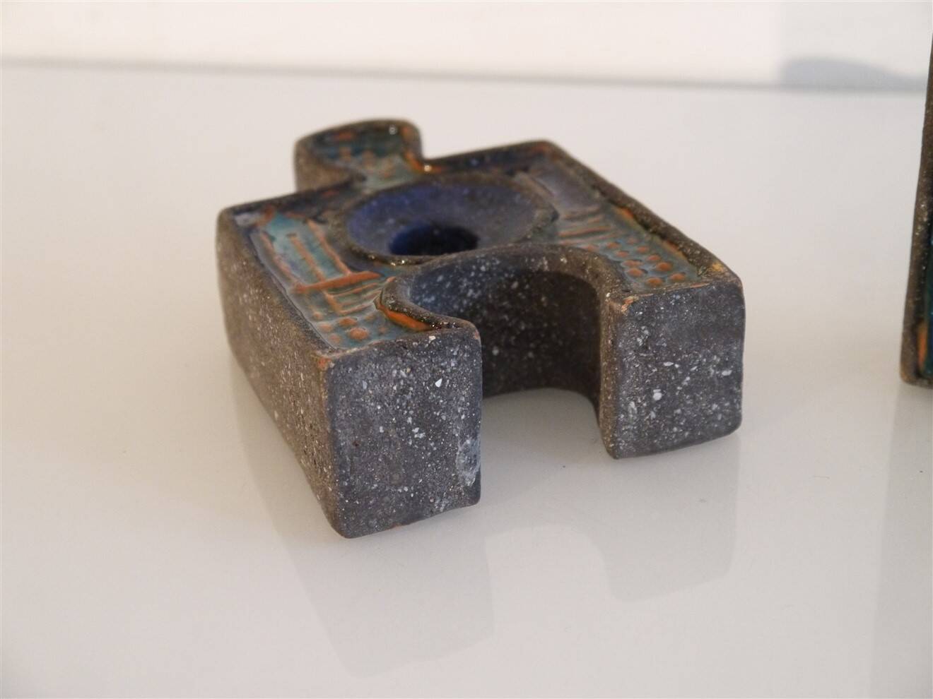 Pair of ceramic candlesticks by Thomas Hellström for Nittsjo.