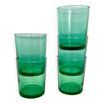 Lot de 5 verres vintage « huile Lesieur » couleur vert menthe