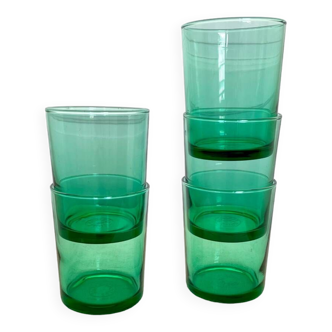 Set of 5 vintage “Lesieur oil” glasses in mint green color