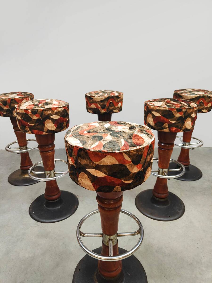 Tabourets de bar vintage français Art Déco 'Impression graphique'