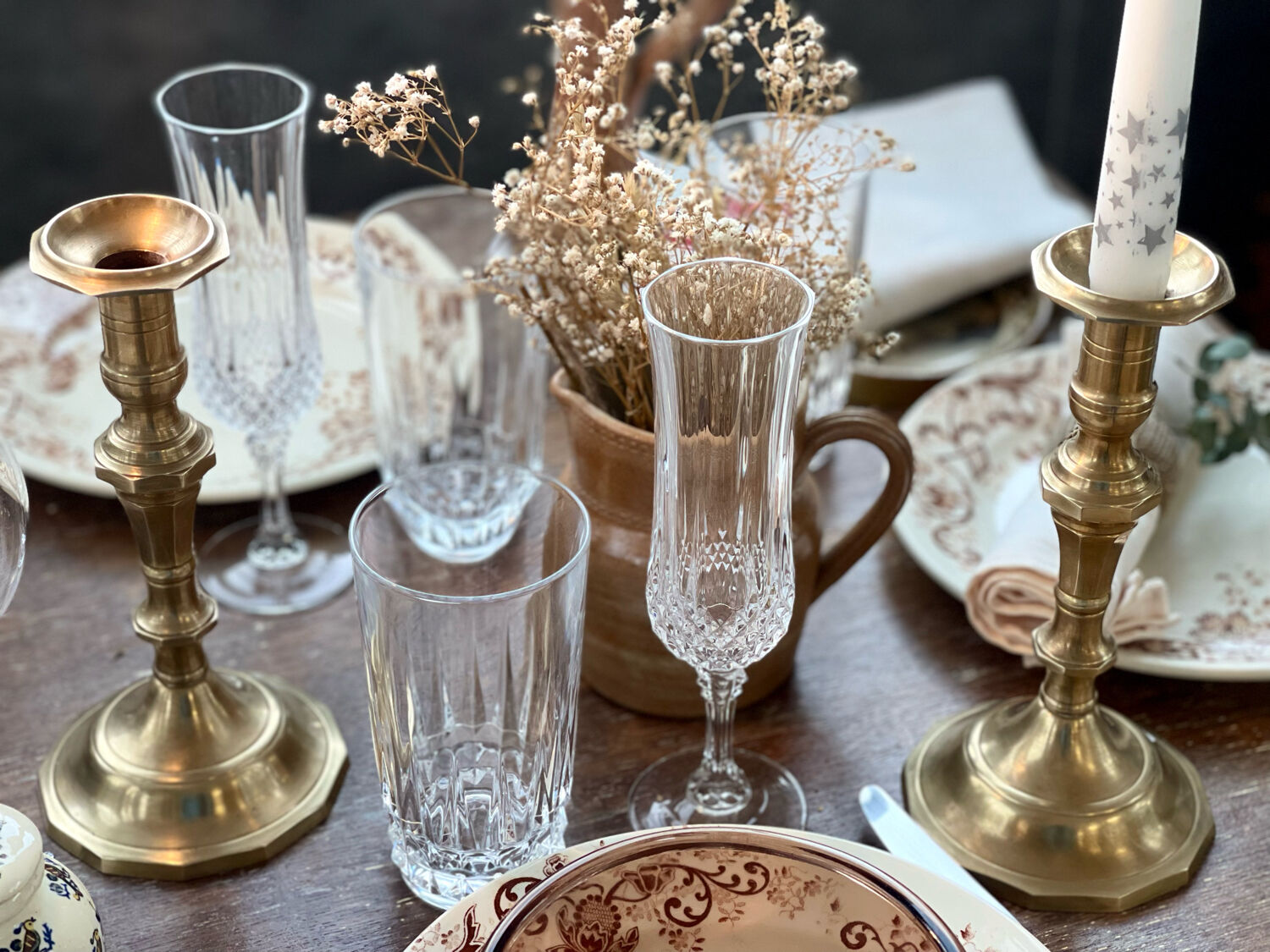 Pair of brass candle holders