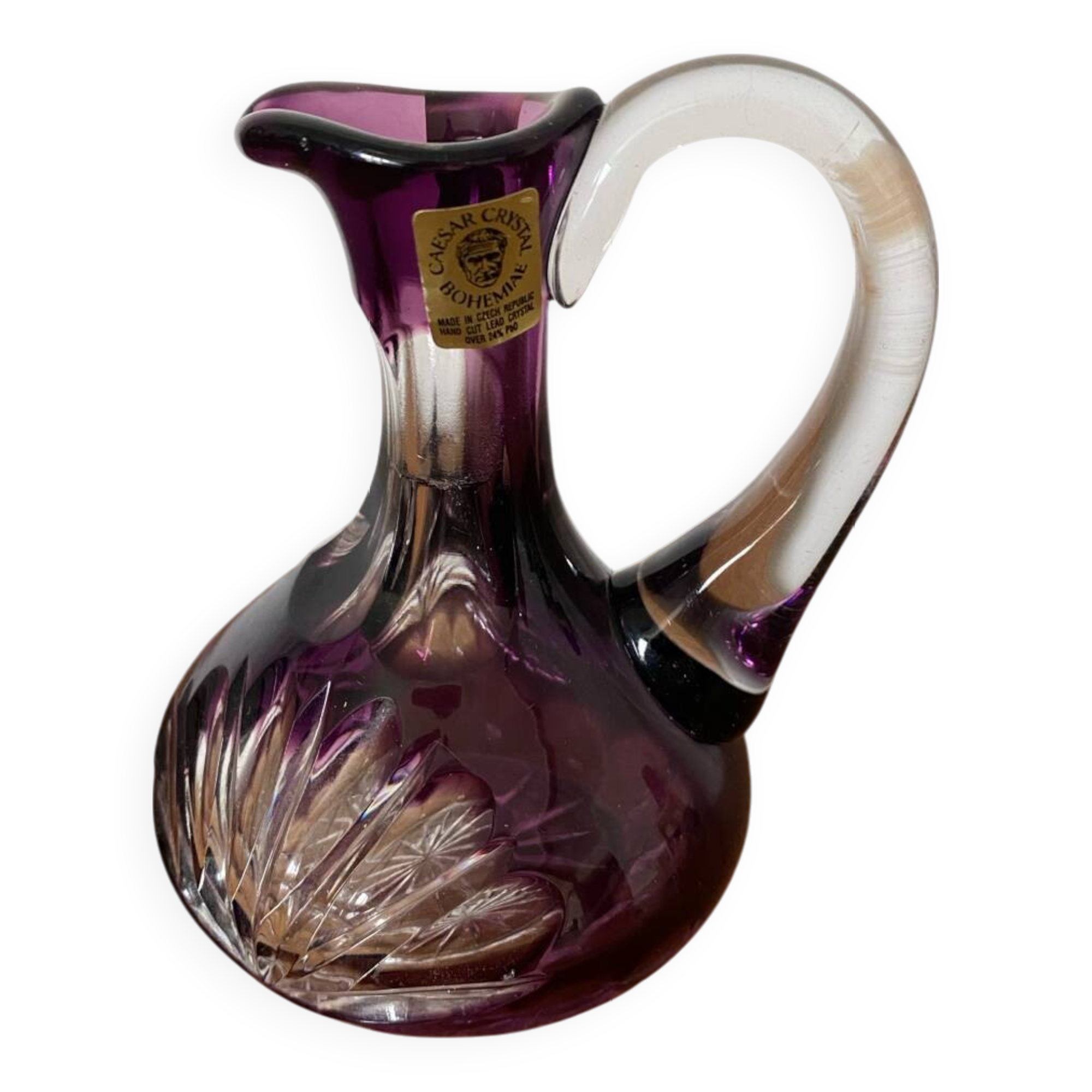 Vintage Czech Purple Crystal CAESAR Crystal Bohemiae Bottle Jug