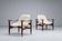 Pair of “Tiki” lounge chairs in teak and bouclé Busnelli Italy 1960