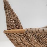 Zoomorphic basket bird, wicker braided vintage