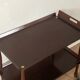 Classic serving trolley from the 1960s, solid Macoré frame with two Macoré veneer shelves and brass castors