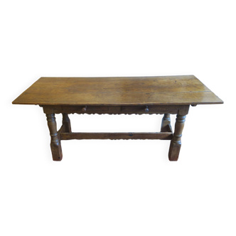 Antique patinated oak dining table, 18th century