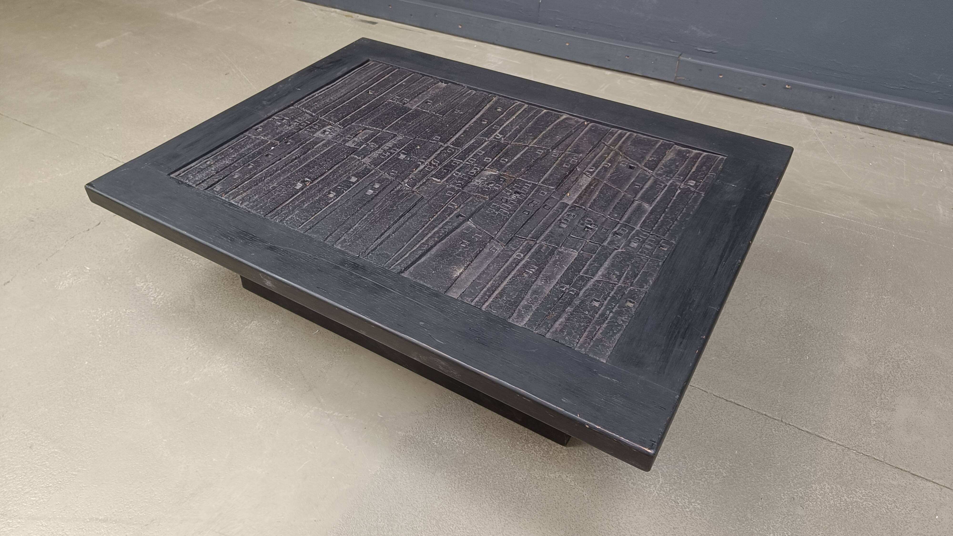 Brutalist stone coffee table, Made In belgium, 1960s