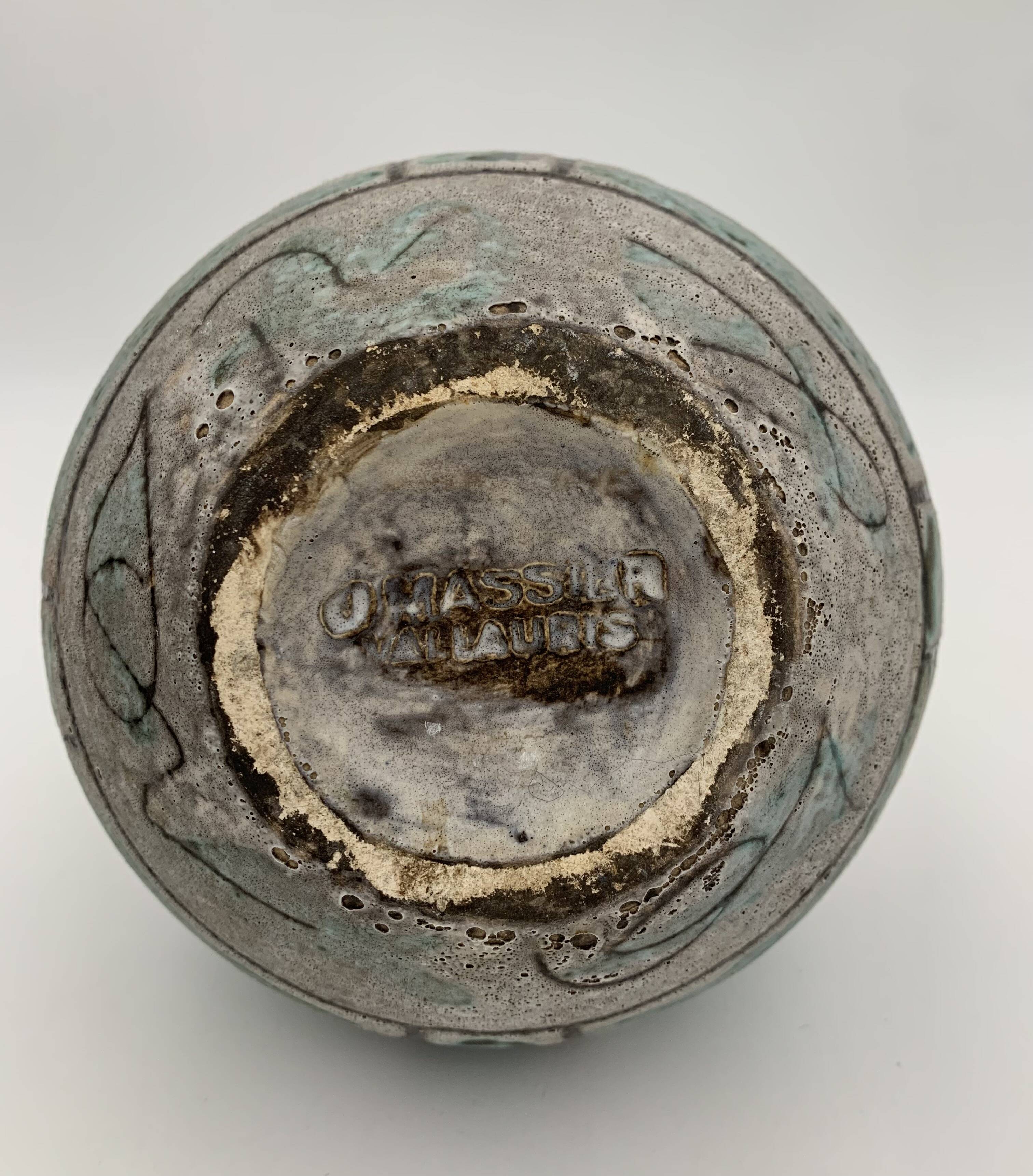 J. MASSIER, Vallauris - Antique enamelled stoneware vase - 1930s-1940s