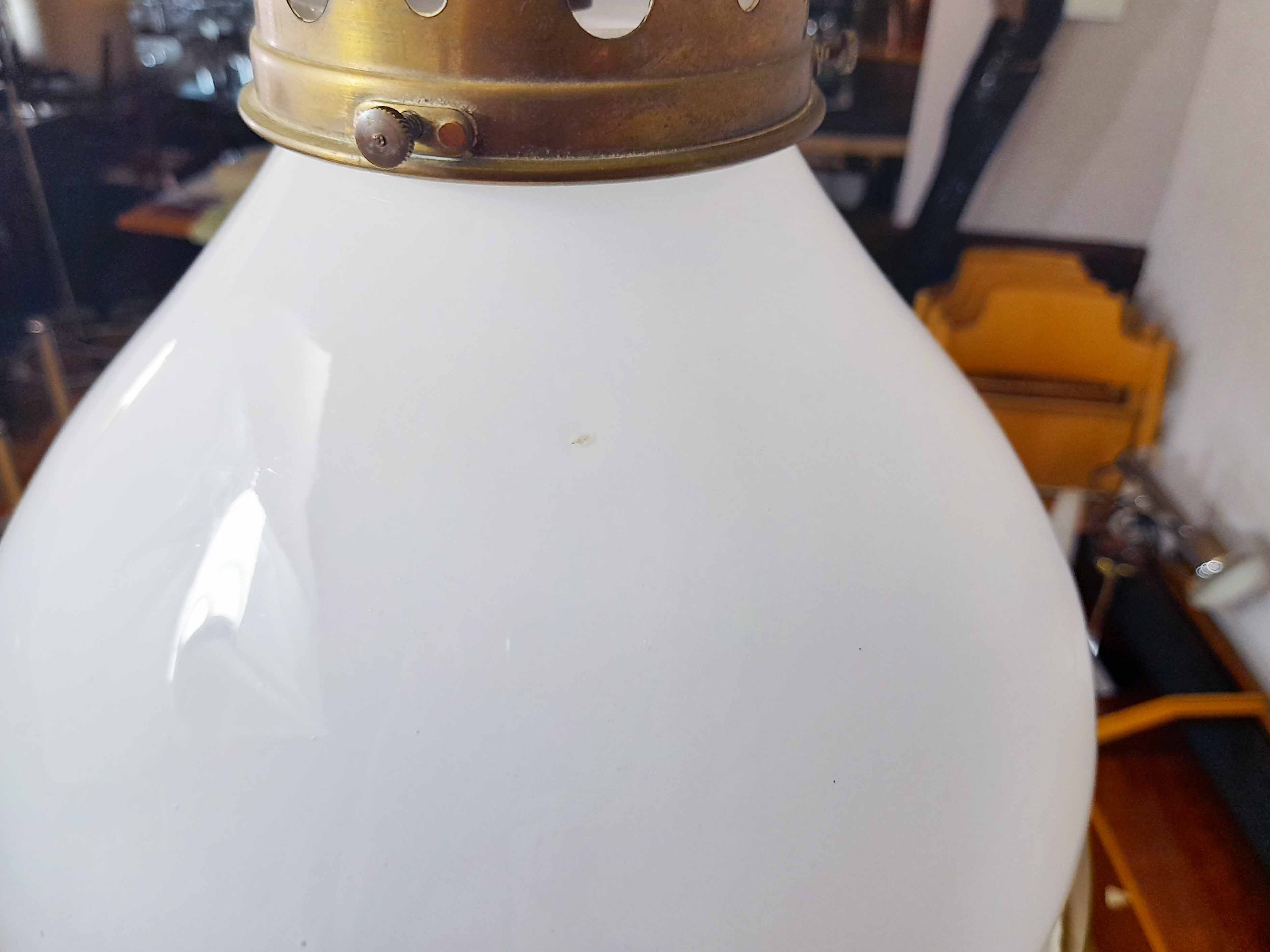 Bauhaus pendant lamp in opaline glass and brass