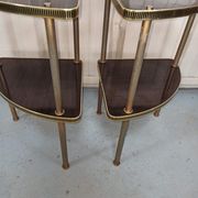 Pairs of corner shelves notches gilded formica brown 60s